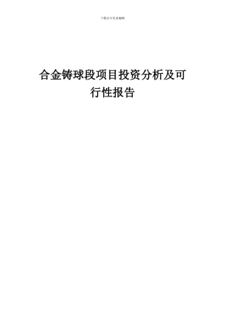 2024年合金铸球段项目投资分析及可行性报告