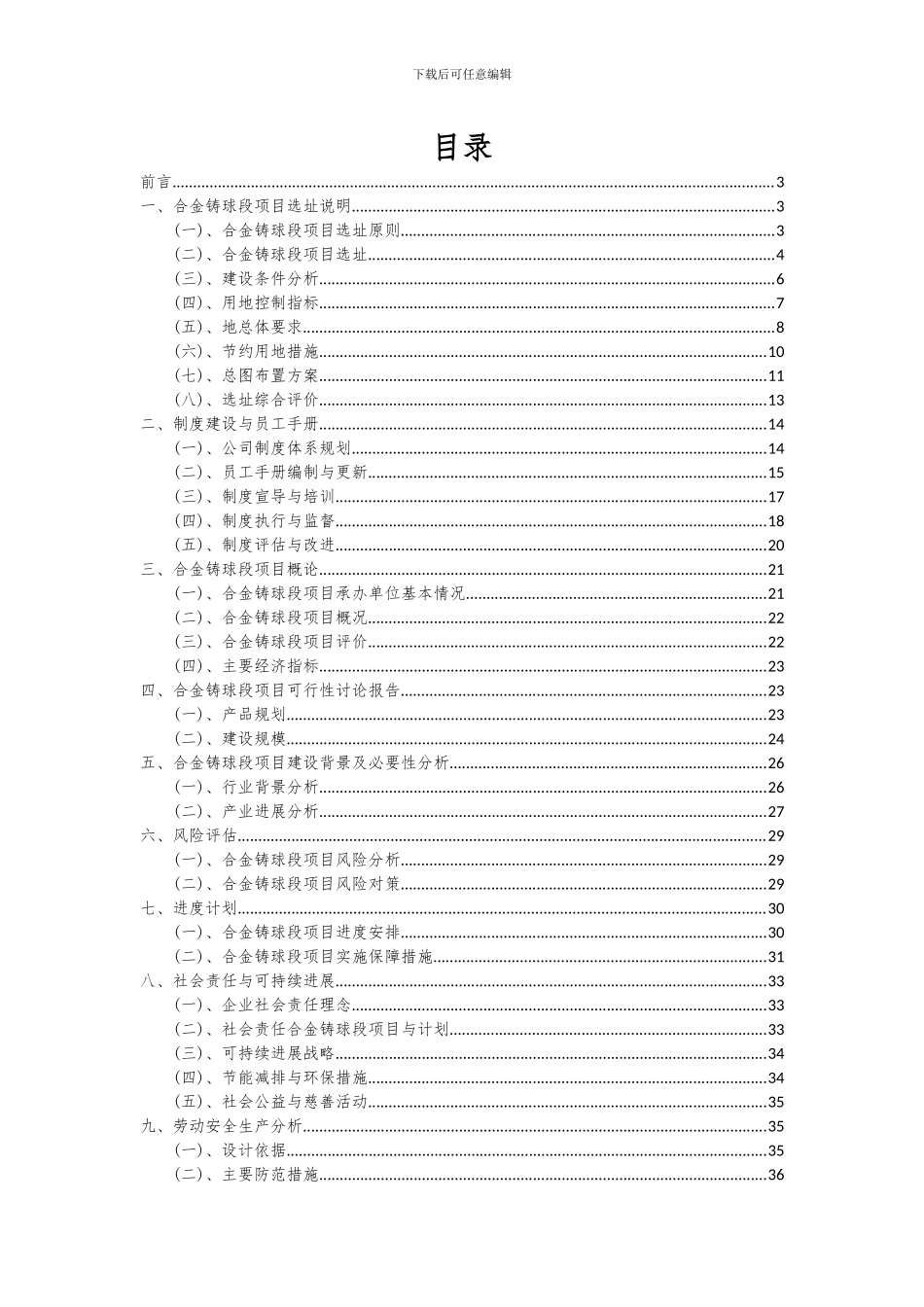 2024年合金铸球段项目可行性分析报告_第2页