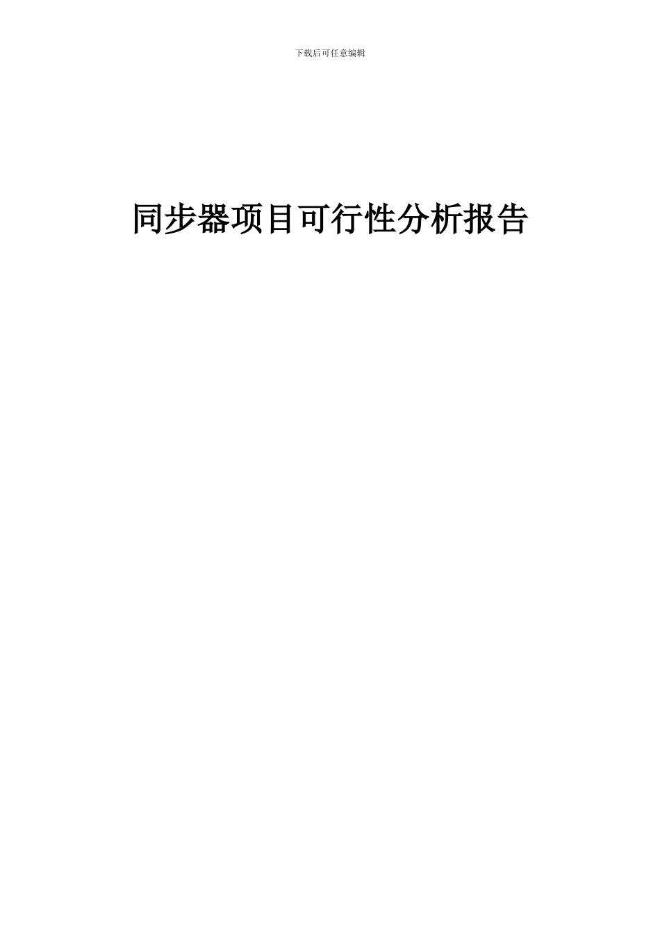 2024年同步器项目可行性分析报告_第1页