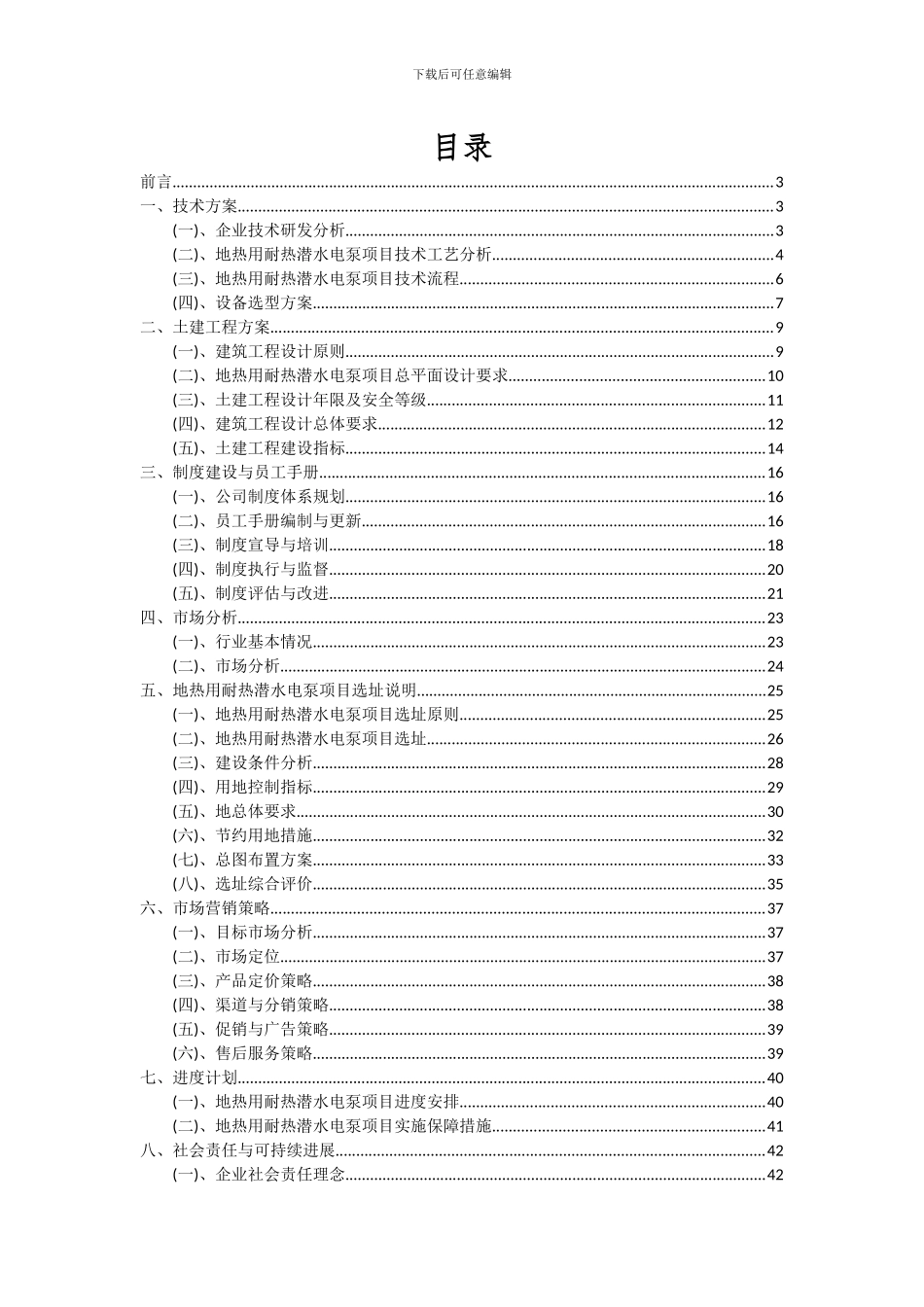 2024年地热用耐热潜水电泵项目投资分析及可行性报告_第2页
