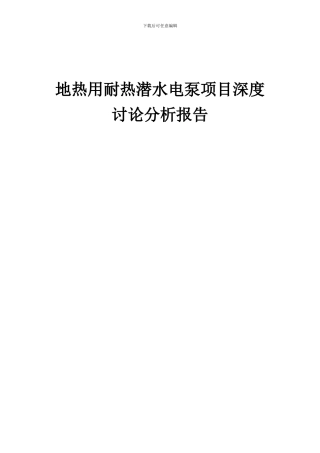 2024年地热用耐热潜水电泵项目深度研究分析报告