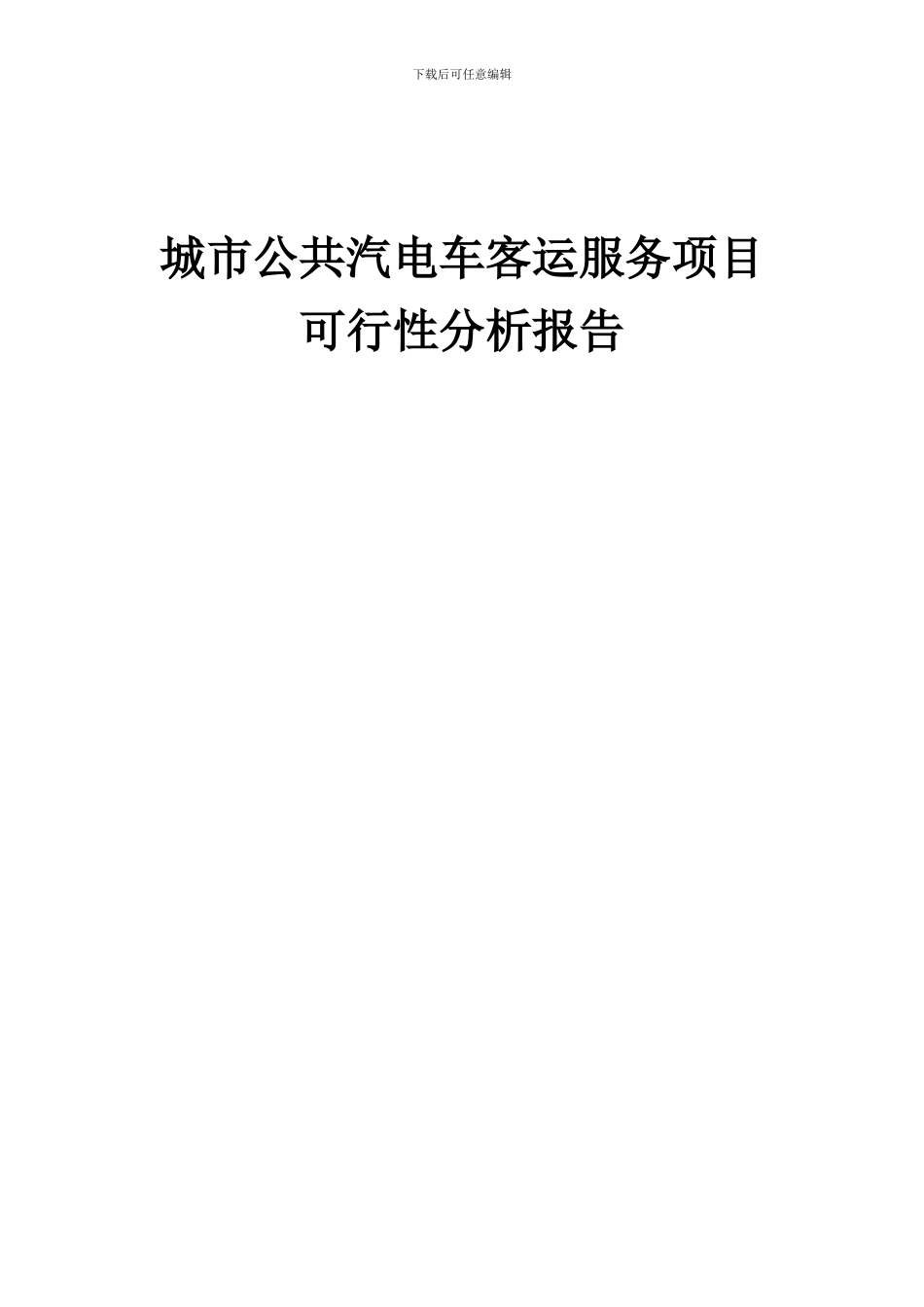 2024年城市公共汽电车客运服务项目可行性分析报告_第1页