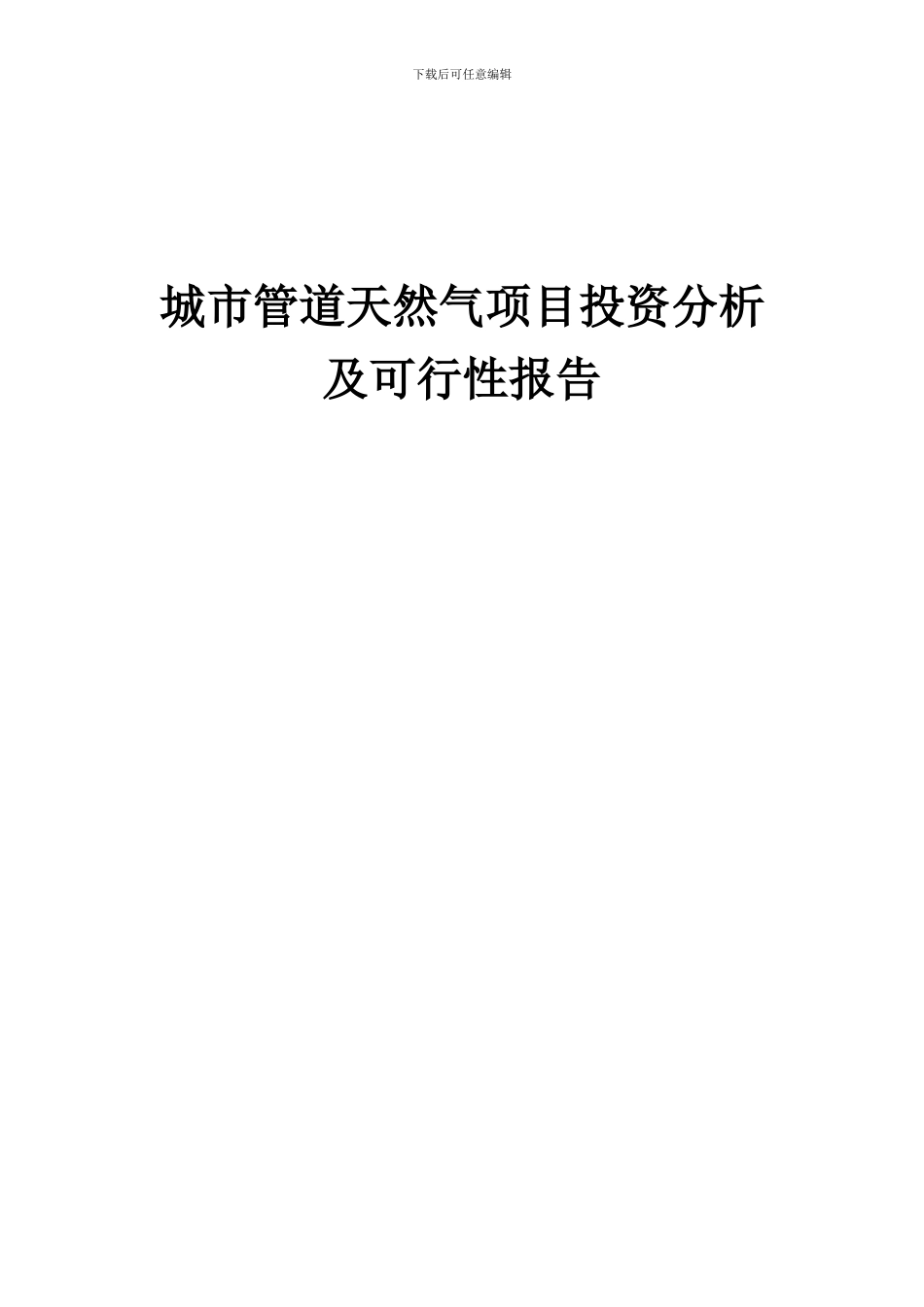 2024年城市管道天然气项目投资分析及可行性报告_第1页