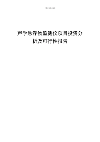 2024年声学悬浮物监测仪项目投资分析及可行性报告