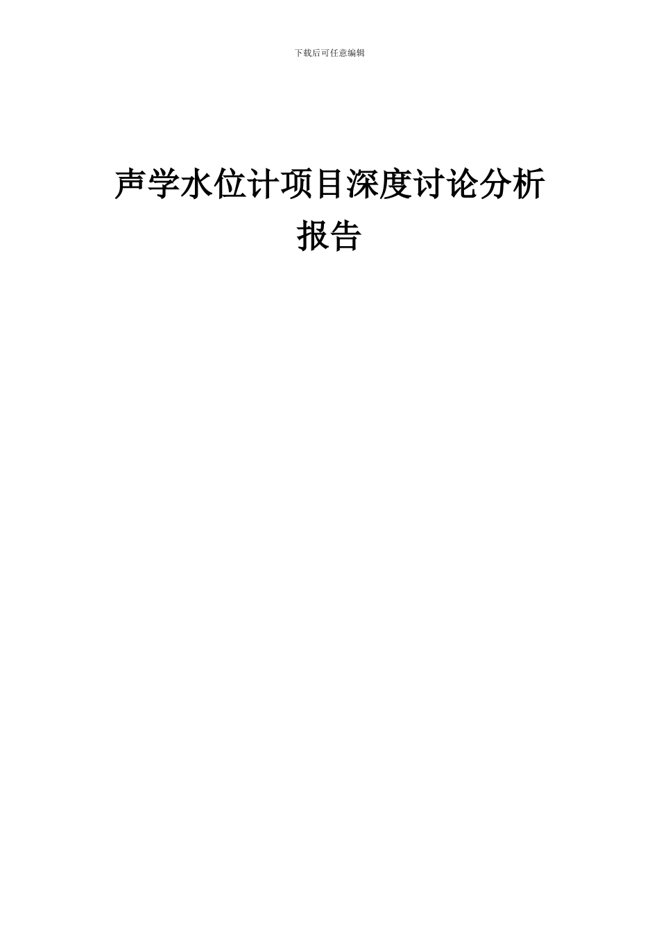 2024年声学水位计项目深度研究分析报告_第1页