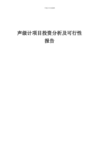 2024年声级计项目投资分析及可行性报告
