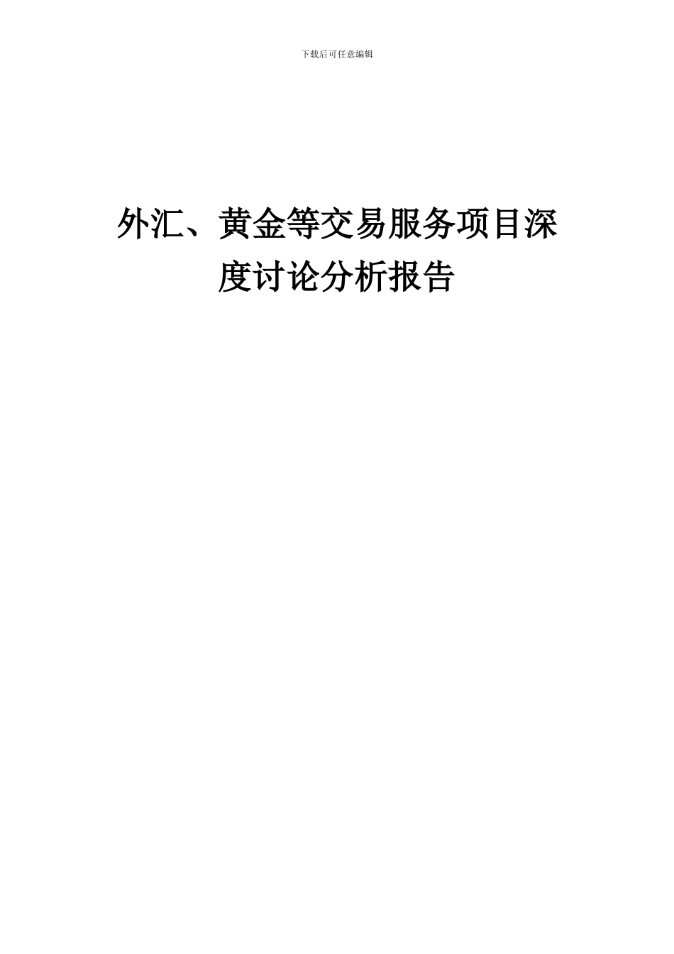 2024年外汇、黄金等交易服务项目深度研究分析报告_第1页