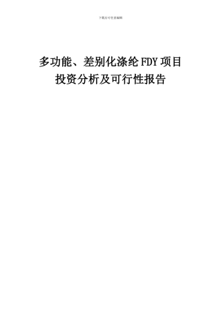 2024年多功能、差别化涤纶FDY项目投资分析及可行性报告