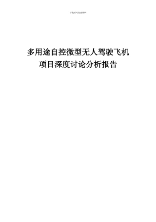 2024年多用途自控微型无人驾驶飞机项目深度研究分析报告