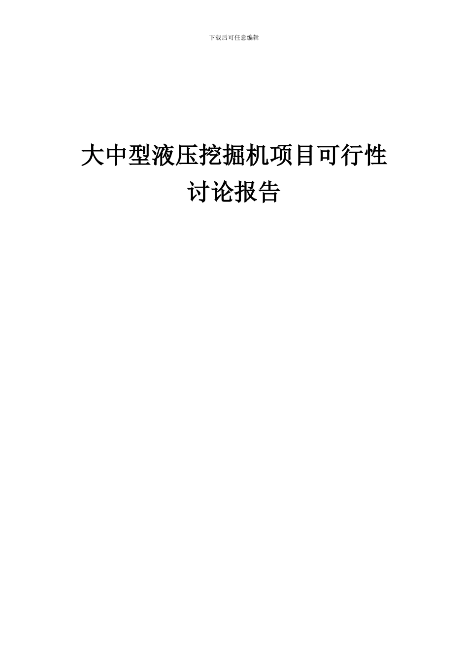 2024年大中型液压挖掘机项目可行性研究报告_第1页