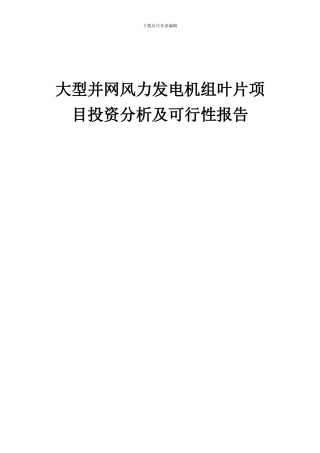 2024年大型并网风力发电机组叶片项目投资分析及可行性报告