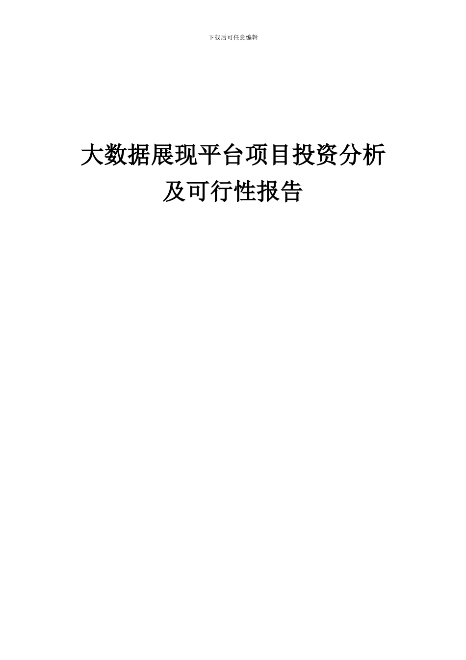 2024年大数据展现平台项目投资分析及可行性报告_第1页
