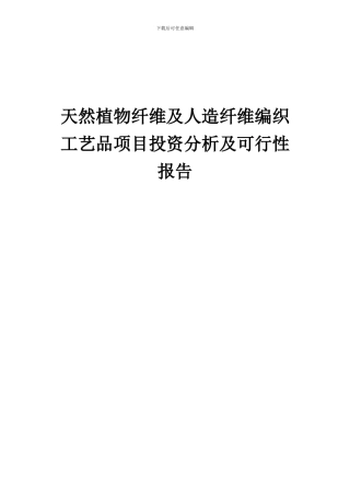 2024年天然植物纤维及人造纤维编织工艺品项目投资分析及可行性报告