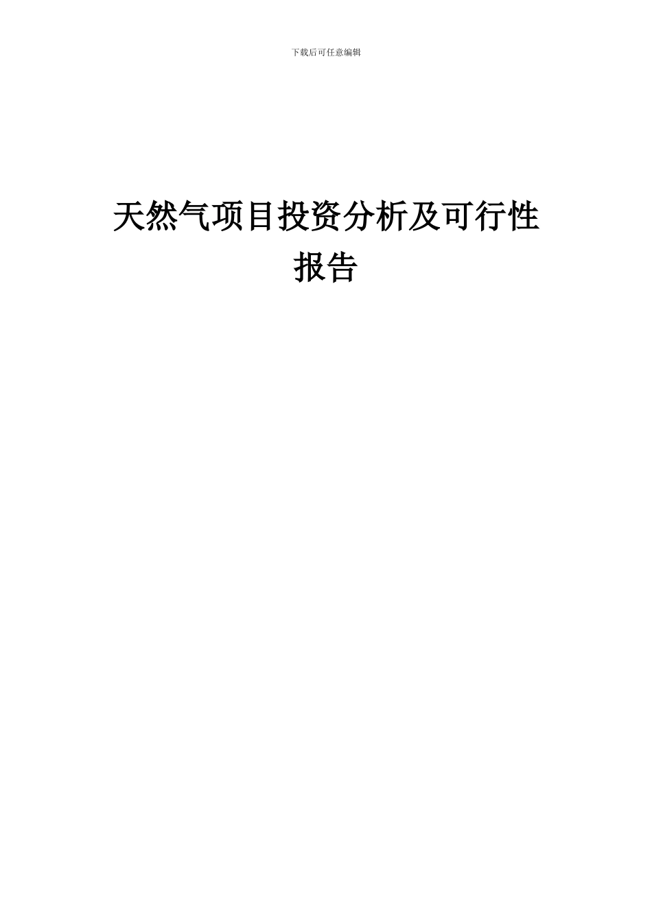 2024年天然气项目投资分析及可行性报告_第1页