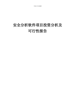 2024年安全分析软件项目投资分析及可行性报告
