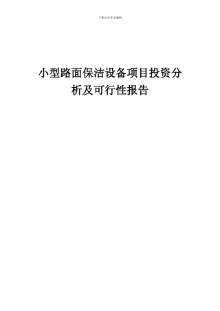 2024年小型路面保洁设备项目投资分析及可行性报告