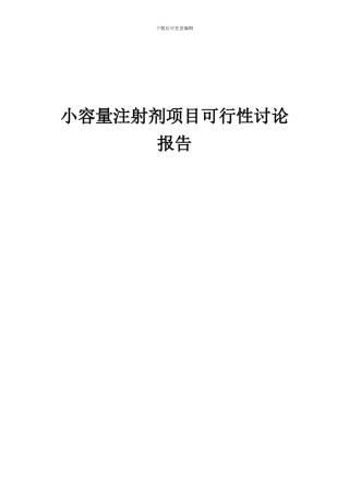 2024年小容量注射剂项目可行性研究报告