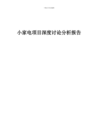 2024年小家电项目深度研究分析报告