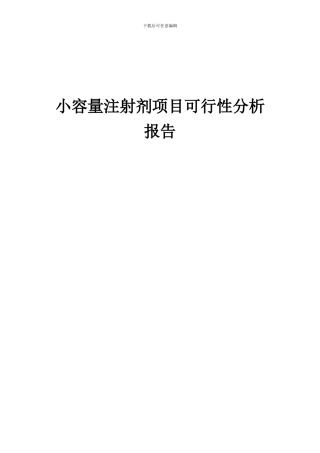 2024年小容量注射剂项目可行性分析报告