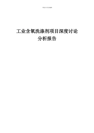 2024年工业含氧洗涤剂项目深度研究分析报告