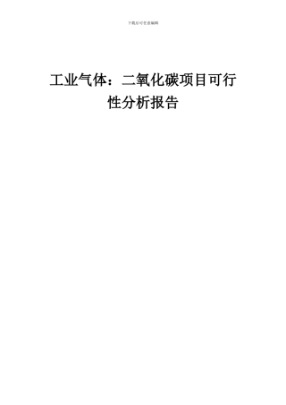 2024年工业气体：二氧化碳项目可行性分析报告