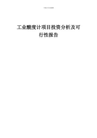 2024年工业酸度计项目投资分析及可行性报告