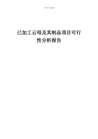 2024年已加工云母及其制品项目可行性分析报告