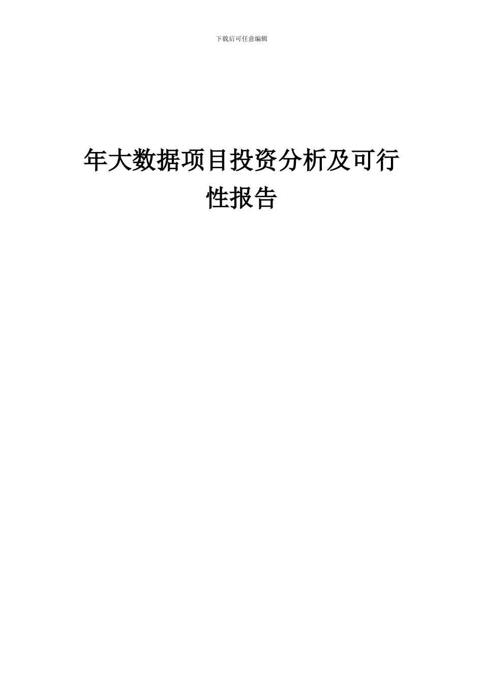 2024年年大数据项目投资分析及可行性报告_第1页