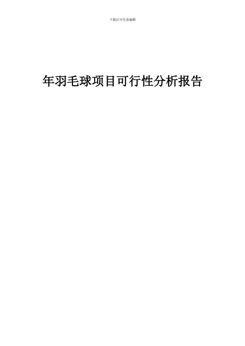 2024年年羽毛球项目可行性分析报告_第1页