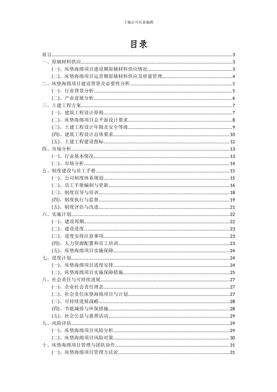 2024年床垫海绵项目可行性分析报告_第2页