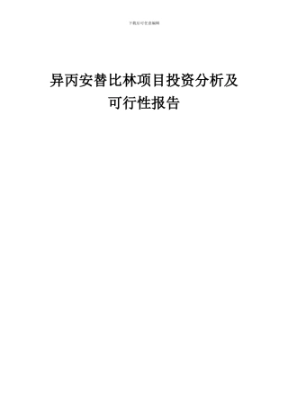 2024年异丙安替比林项目投资分析及可行性报告