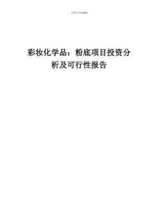 2024年彩妆化学品：粉底项目投资分析及可行性报告