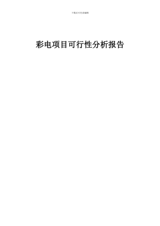 2024年彩电项目可行性分析报告
