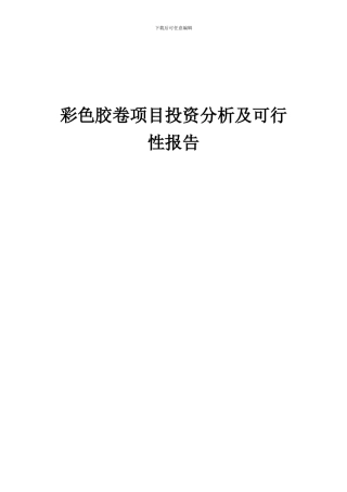 2024年彩色胶卷项目投资分析及可行性报告