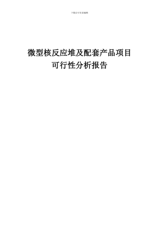 2024年微型核反应堆及配套产品项目可行性分析报告