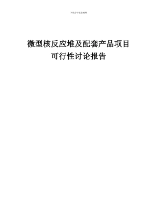 2024年微型核反应堆及配套产品项目可行性研究报告
