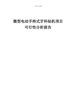 2024年微型电动手持式牙科钻机项目可行性分析报告