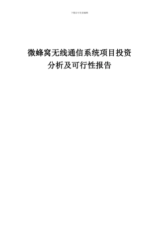 2024年微蜂窝无线通信系统项目投资分析及可行性报告