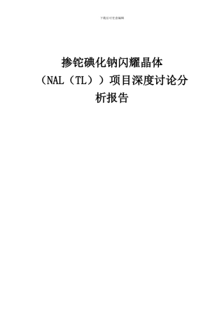 2024年掺铊碘化钠闪烁晶体(NAL(TL))项目深度研究分析报告