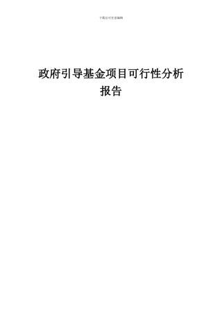 2024年政府引导基金项目可行性分析报告