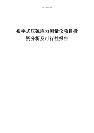 2024年数字式压磁应力测量仪项目投资分析及可行性报告
