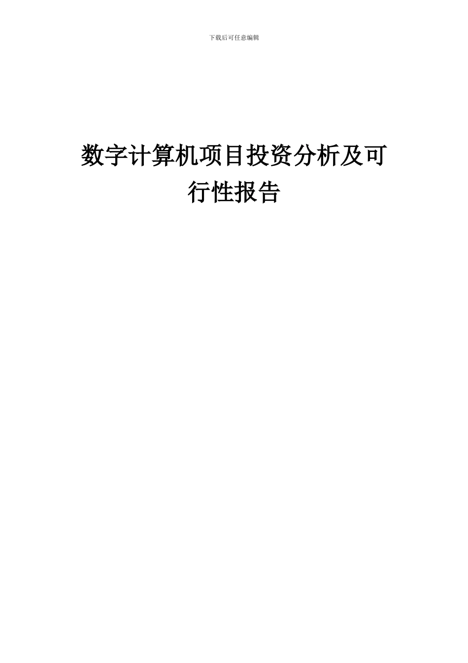 2024年数字计算机项目投资分析及可行性报告_第1页