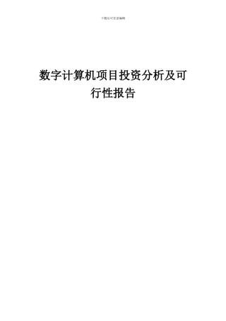 2024年数字计算机项目投资分析及可行性报告