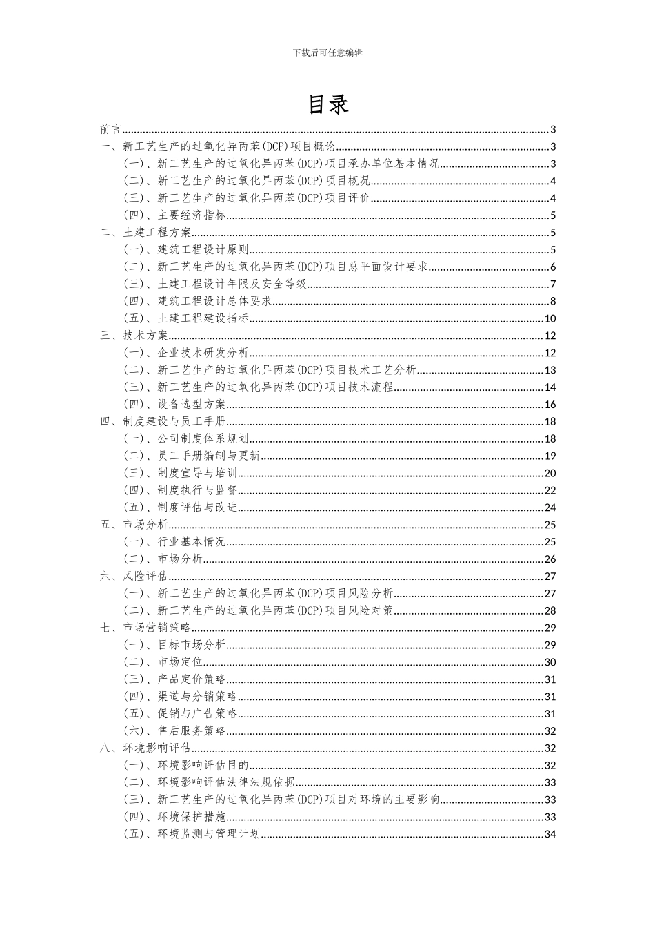 2024年新工艺生产的过氧化异丙苯(DCP)项目可行性分析报告_第2页