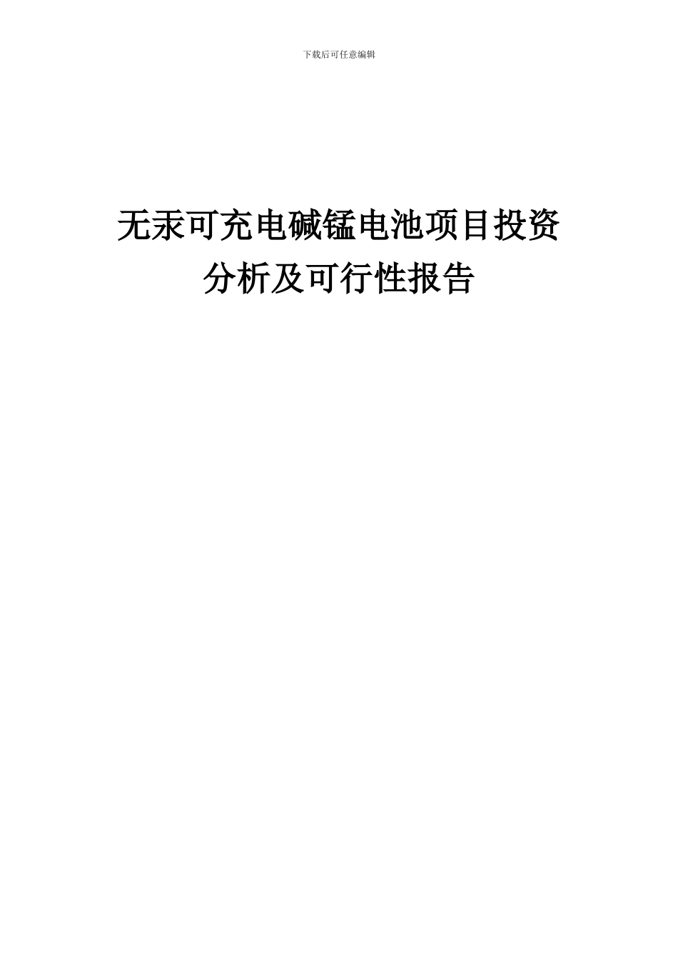 2024年无汞可充电碱锰电池项目投资分析及可行性报告_第1页