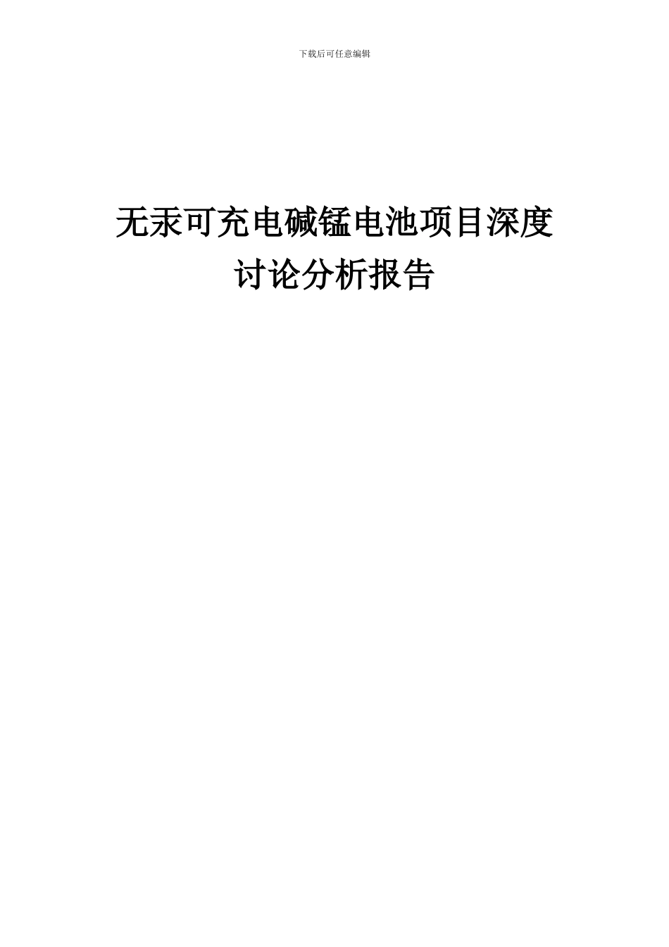 2024年无汞可充电碱锰电池项目深度研究分析报告_第1页