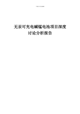 2024年无汞可充电碱锰电池项目深度研究分析报告