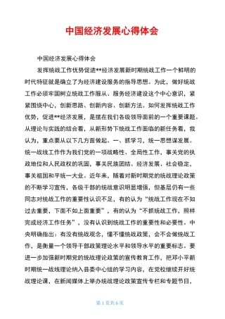 中国经济发展心得体会