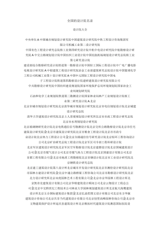 全国的设计院名录