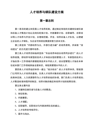 人才培养与梯队建设方案